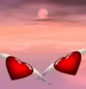 Zwei geflügelte Herzen vor rosa Himmel – Symbolbild für emotionale Verbindung und Paardynamik.