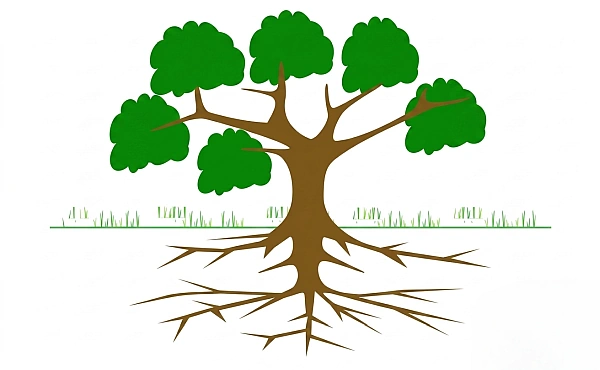 Ein Baum mit tiefen Wurzeln als Symbol für die Reinkarnationstherapie, die bei Schlafstörungen an die seelische Wurzel des Problems geht.